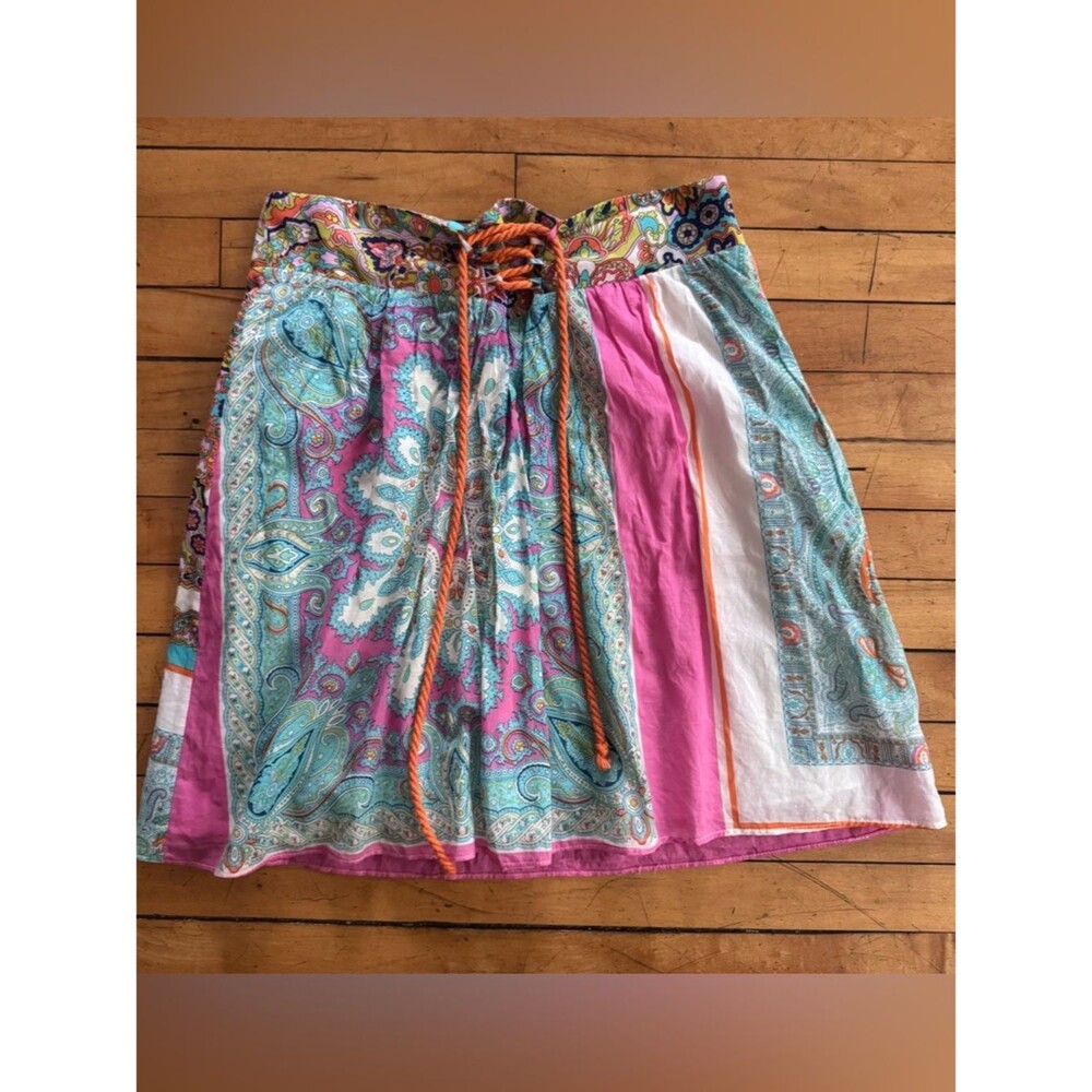 Alice & Trixie Skirt bright orange pink blue white floral paisley colorful